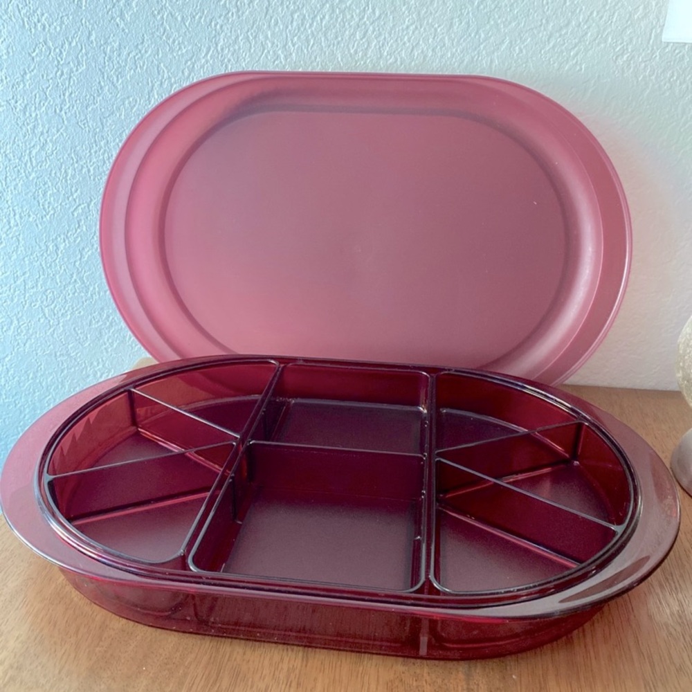 Vintage Tupperware Serve n’ Store Acrylic Preludio Party Tray